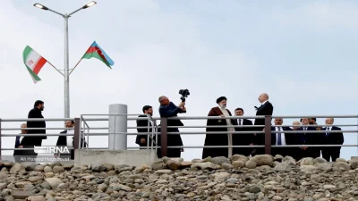 প্রকল্প এলাকায় ইরানের প্রেসিডেন্ট রাইসি ও আজারবাইজানের প্রেসিডেন্ট ইলহাম আলিয়েভ