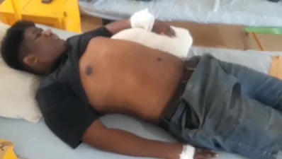 গোড়াই হাইওয়ে থানার গুলিবিদ্ধ রেকার চালক তুহিন। ছবি: সংগৃহীত