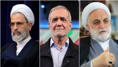 আলিরেজা আরাফি (বামে), মাসুদ পেজেশকিয়ান (মাঝে) ও মোহসেনি-এজেই (ডানে)। ছবি: সংগৃহীত