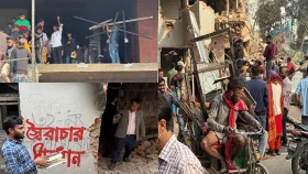 ভাঙা বাড়ি থেকে যে যা পাচ্ছেন নিয়ে যাচ্ছেন