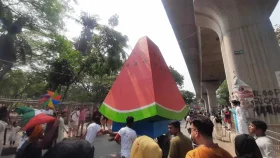 শোভাযাত্রায় ফিলিস্তিনের প্রতি সংহতি