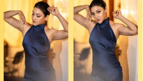 নেভি ব্লু ড্রেসে মুগ্ধতা ছড়াচ্ছেন জয়া