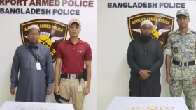 শাহজালালে বিমানবন্দরে ৮৯৬ গ্রাম স্বর্ণসহ দুজন আটক