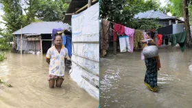 যশোরে আতাই নদীর বাঁধ ভেঙে দুই গ্রাম প্লাবিত