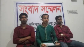 মিথ্যা সংবাদ প্রচারের প্রতিবাদে ছাত্রদল নেতার সংবাদ সম্মেলন