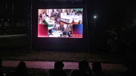 জাকসুর ভোট গণনা চলছে, দেখানো হচ্ছে এলইডি স্ক্রিনে
