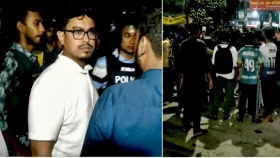 মধ্যরাতে ক্যাম্পাসের  পরিস্থিতি শান্ত করতে এলেন ডাকসু ভিপি সহ ছাত্রনেতারা