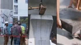 মেট্রোরেলের খসে পড়া প্যাড মেরামতের কাজ চলছে