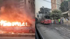 রাজধানীতে ভিক্টর পরিবহনের দুই বাসে আগুন