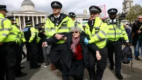 ফিলিস্তিনের পক্ষে আন্দোলনকারীদের গ্রেপ্তার করছে যুক্তরাজ্য পুলিশ