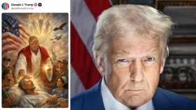 পোপের সমালোচনার পর যিশু খ্রিস্টের বেশে ট্রাম্প