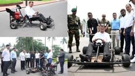 শিক্ষার্থীর তৈরি রেসিং কার চালিয়ে উৎসাহ দিলেন প্রধানমন্ত্রী