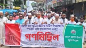 গণভোটের রায় বাস্তবায়নের দাবিতে কিশোরগঞ্জে গণমিছিল