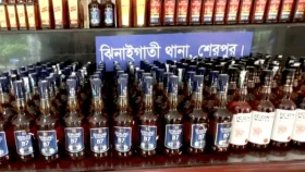 শেরপুরে ৬০০ বোতল ভারতীয় মদ জব্দ