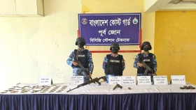 টেকনাফে বিদেশি রাইফেল, পিস্তলসহ বিপুল গোলাবারুদ উদ্ধার
