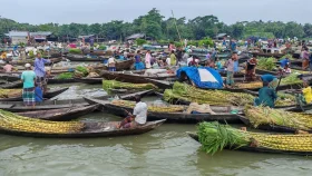 শত বছরের ঐতিহ্যে বেলুয়া নদীর ভাসমান হাট