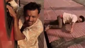 চুরি করতে গিয়ে চলন্ত ট্রেনের বাইরেই ঝুলতে হলো চোরকে