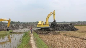খালের মাটি দিয়ে কৃষি জমি ভরাট করে রাস্তা নির্মাণ
