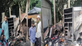 কমলগঞ্জে অগ্নিকাণ্ডে মণিপুরি মুসলিম পরিবার নিঃস্ব