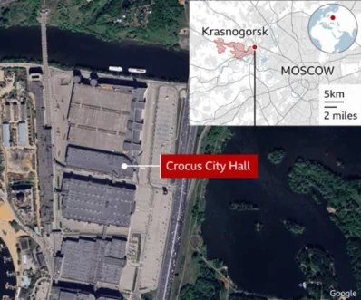 ক্রোকাস সিটি হলের অবস্থান