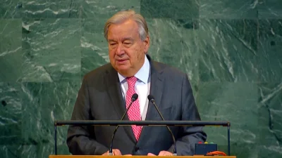 জাতিসংঘের সাধারণ পরিষদের অধিবেশন ৮০তম অধিবেশনে বার্ষিক প্রতিবেদন প্রকাশ করেন মহাসচিব আন্তোনিও গুতেরেস। ছবি: সংগৃহীত